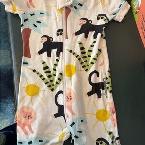 Hanna Anderson romper 3-6 months baby infant One Piece safari zoo monkey